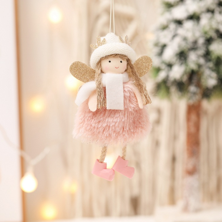 Christmas Tree Ornaments Decorations New Plush Angel Pendant Pendant  Children's Cute Plush Doll Blue Tiny Aesthetic Hanging Outdoor for Home  Rustic