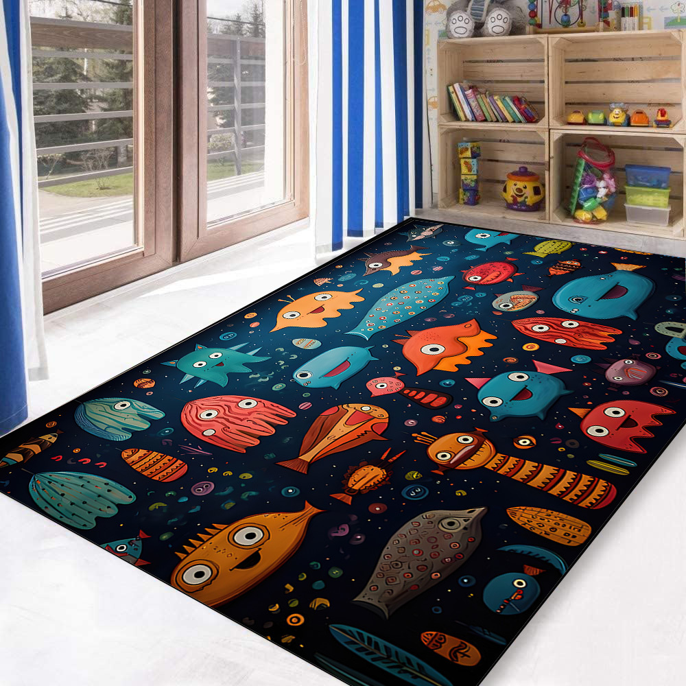 Blue Teal Coral Pattern Area Rug, Ocean Beach Theme Carpet, Non-slip  Floormat, Suitable For Bedroom Kitchen Indoor Floor Decor - Temu