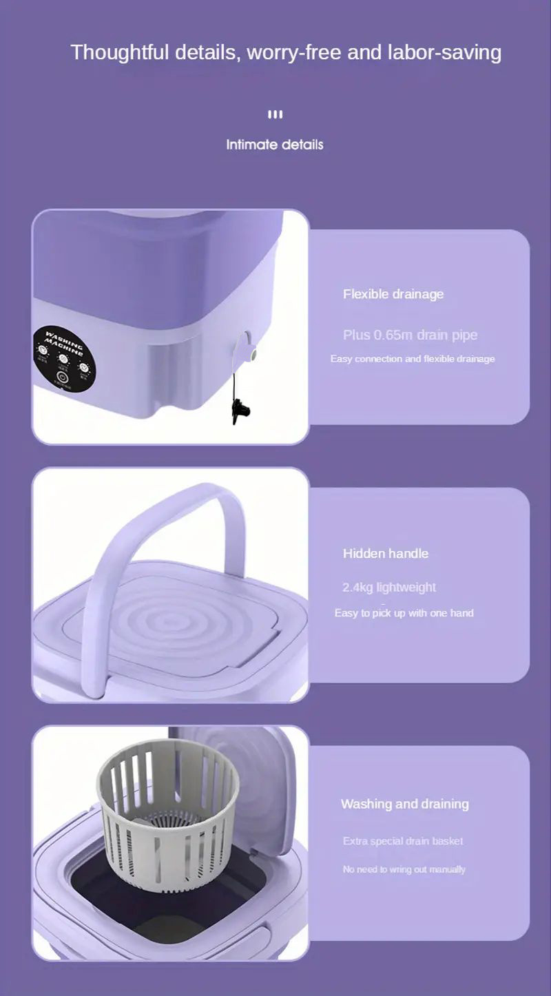 1pc portable 8l washing machine for camping rv travel and home use perfect for washing underwear bras socks and more details 3