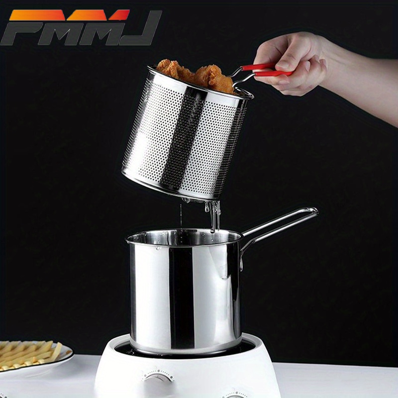 PARACITY Small Deep Fryer Pot with basket, Mini Deep Oil Fryer with  Anti-scalding Silicone Handle, 304 Stainless Steel Gadgets for Home,  Tempura