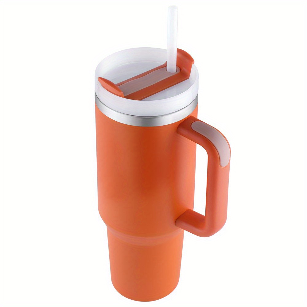 1pc Orange Stainless Steel Tumbler, 40oz Blue Water Cup For
