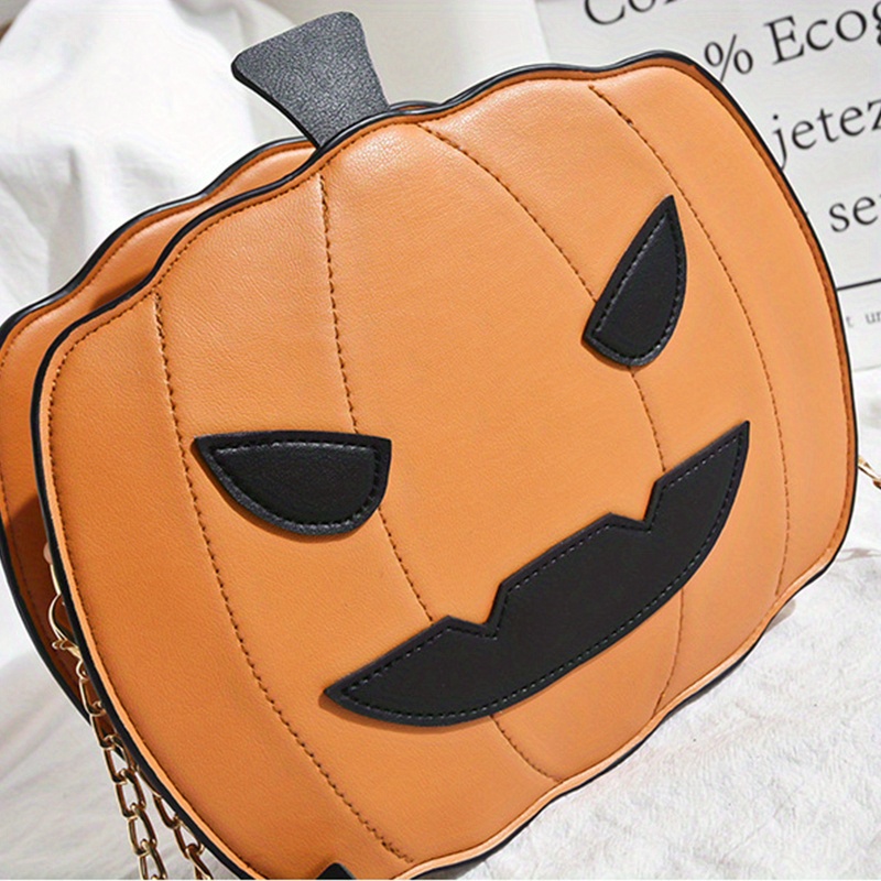 Funny Pumpkin Shaped Crossbody Bag, Halloween Ghost Skull Cartoon