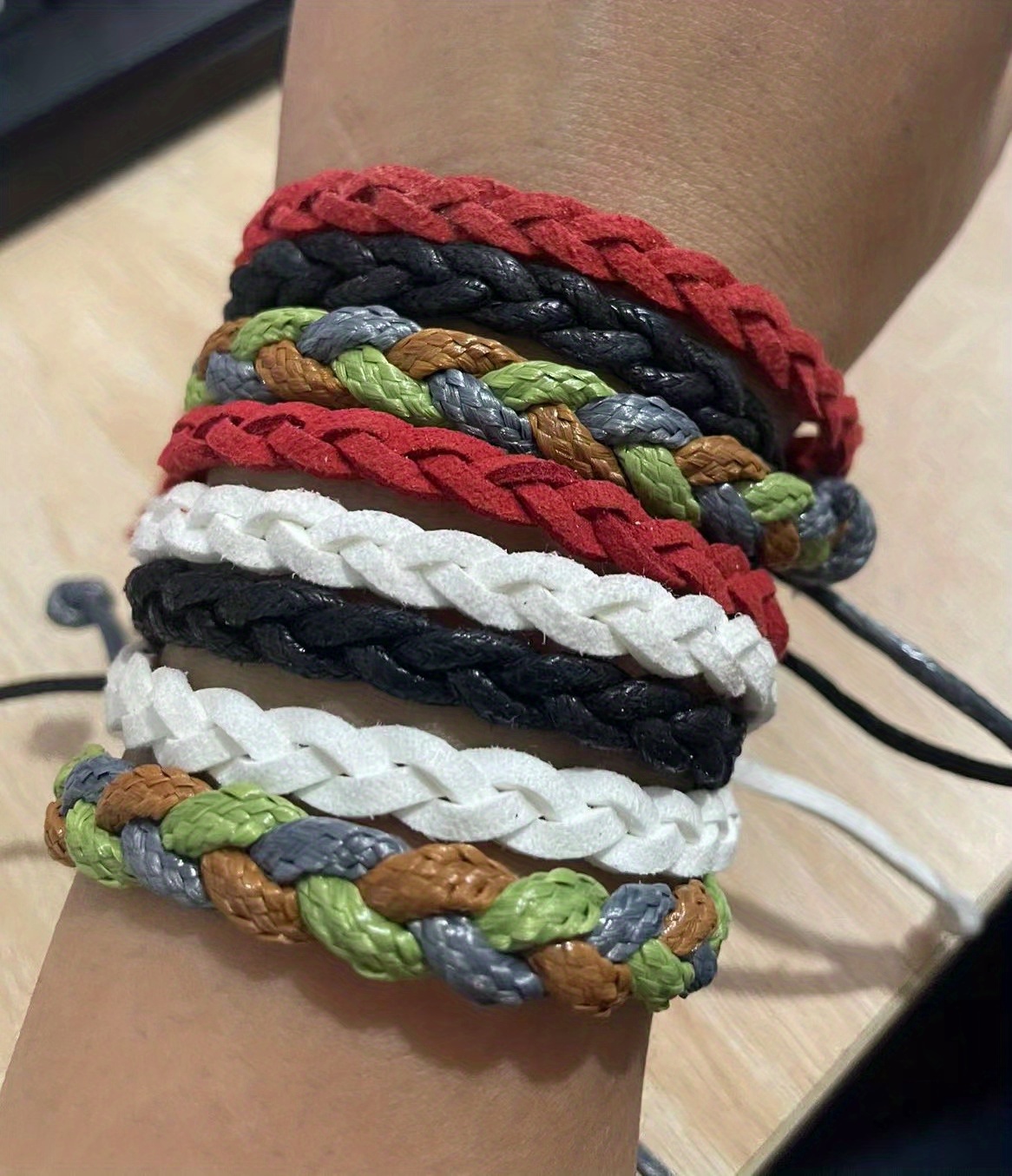 Men's Bohemian Braided Bracelet Colorful Faux Leather Rope - Temu