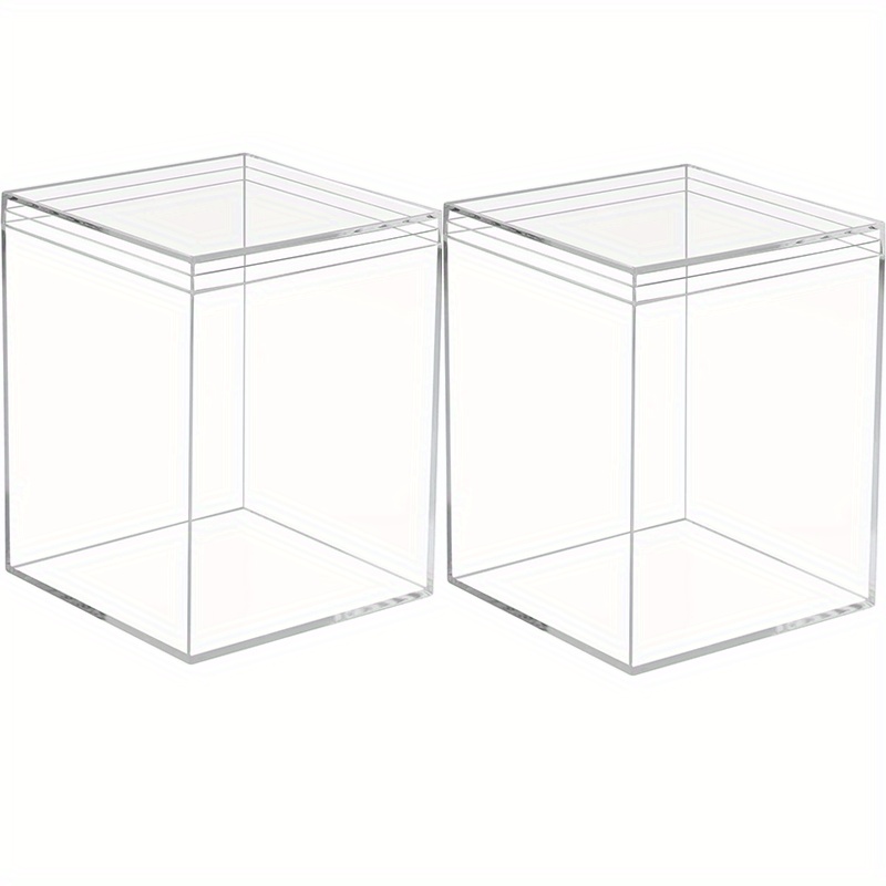 4Pcs New Transparent Acrylic Storage Box Clear Square Cube