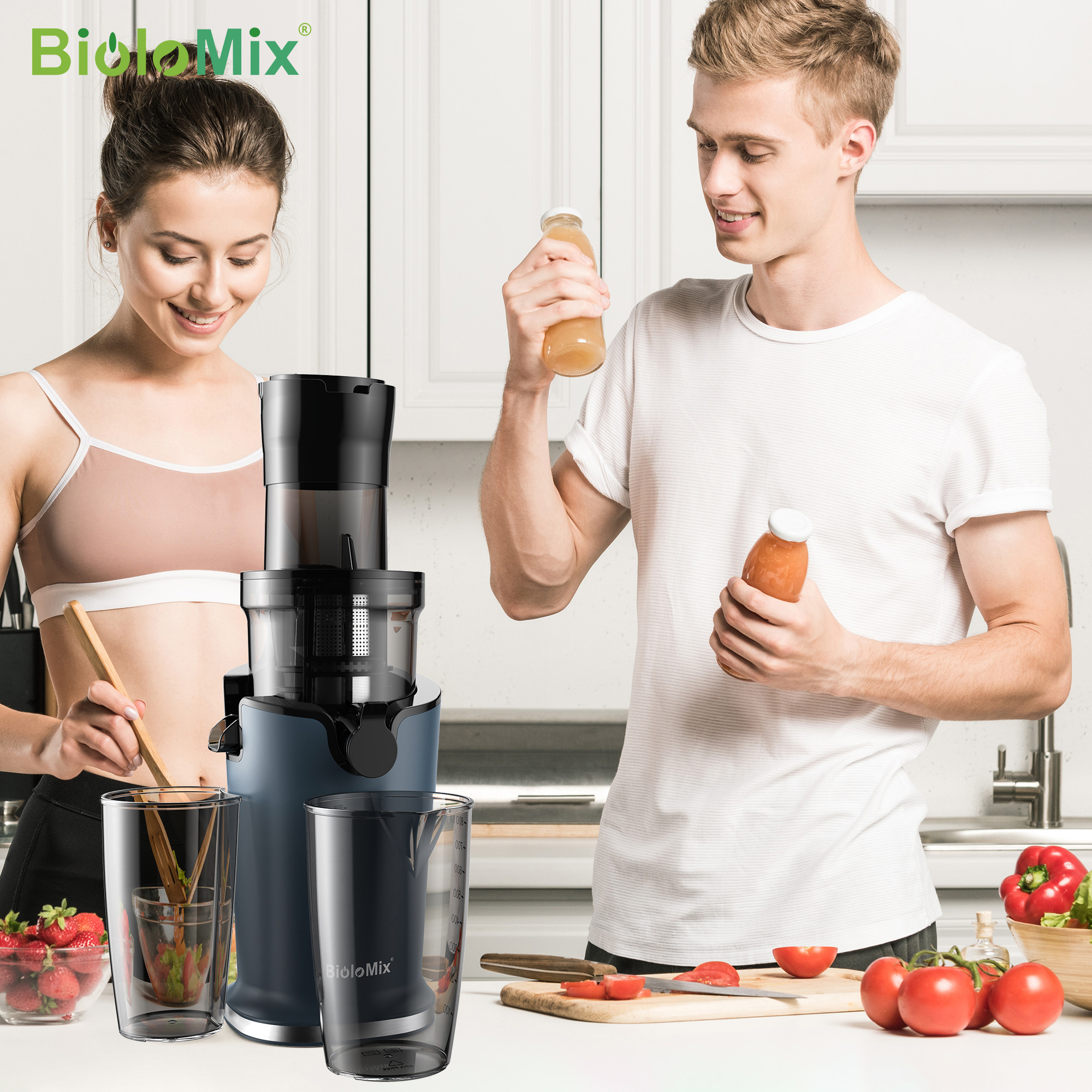 biolomix 200w cold press juicer with 3 07in feed chute tritan material slow juicer machines heavy duty masticating juice extractor fits whole fruits veggies easy to clean details 8