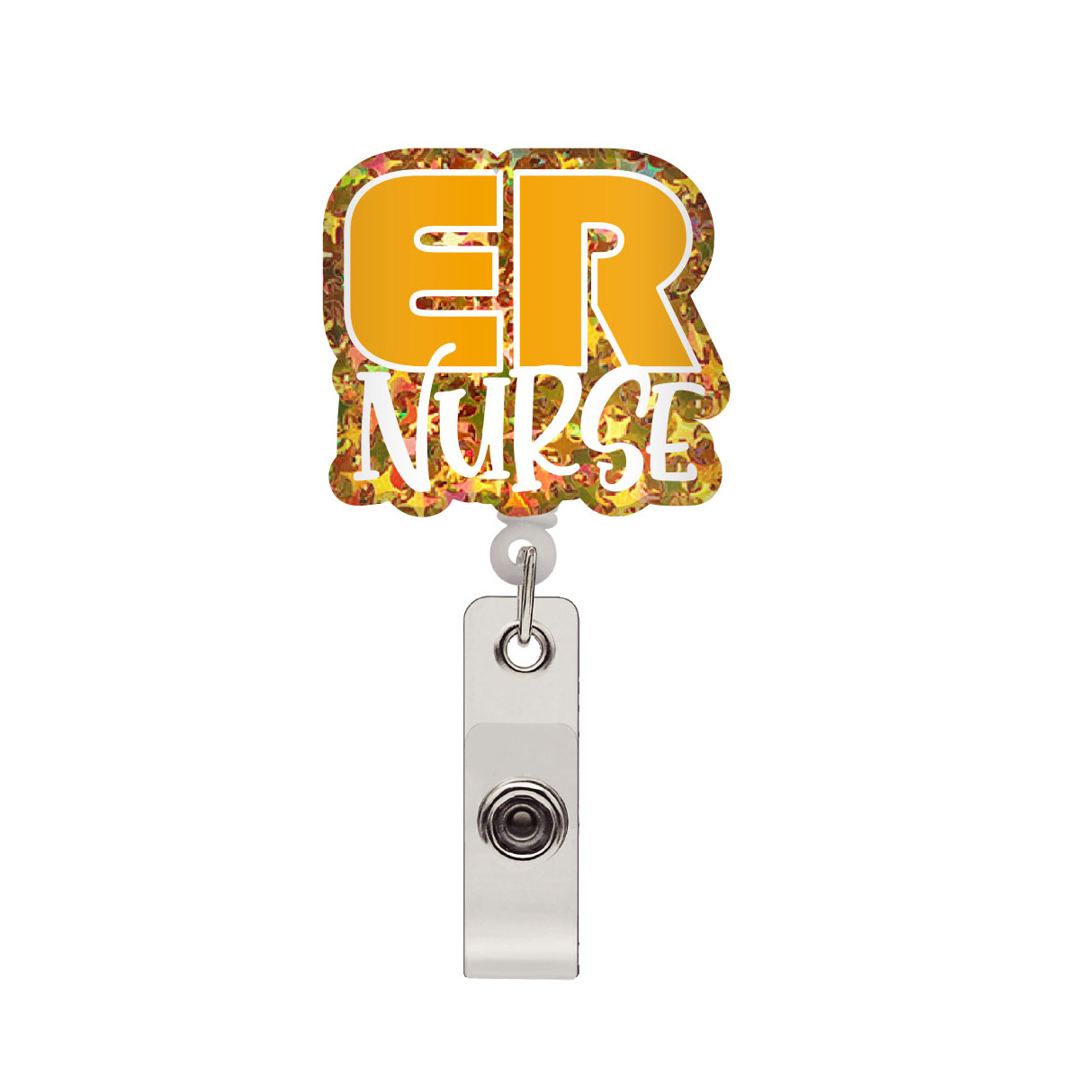 1pc ER Glitter Retractable Badge Reel, Easy to Pull Badge Reel Suitable for Nurses, Doctors, Student Office Gifts,Nursing Badge Reel,Temu