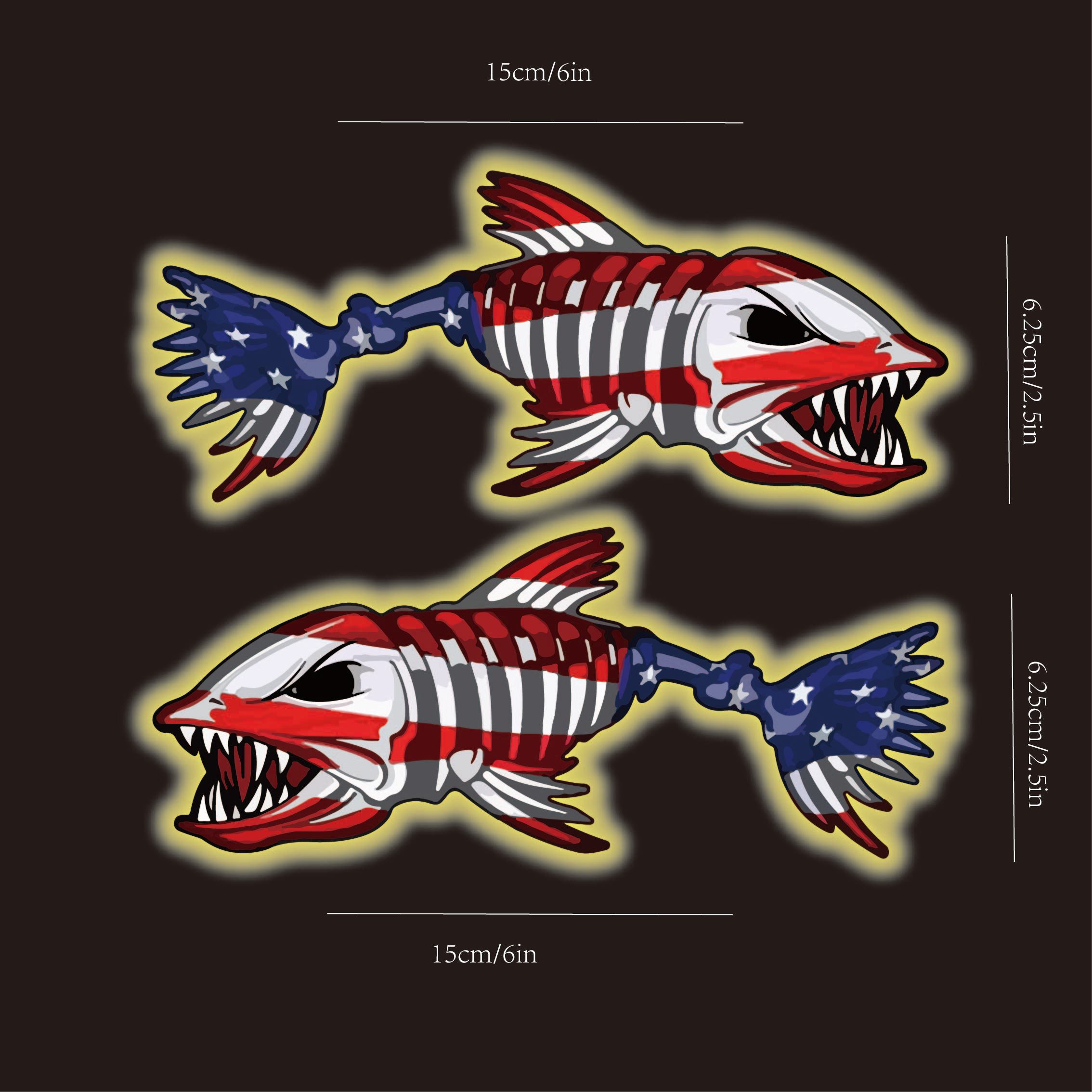  USA Bone Fish Sticker - Patriotic American Flag Fishing Decal  Vinyl Die Cut : Automotive
