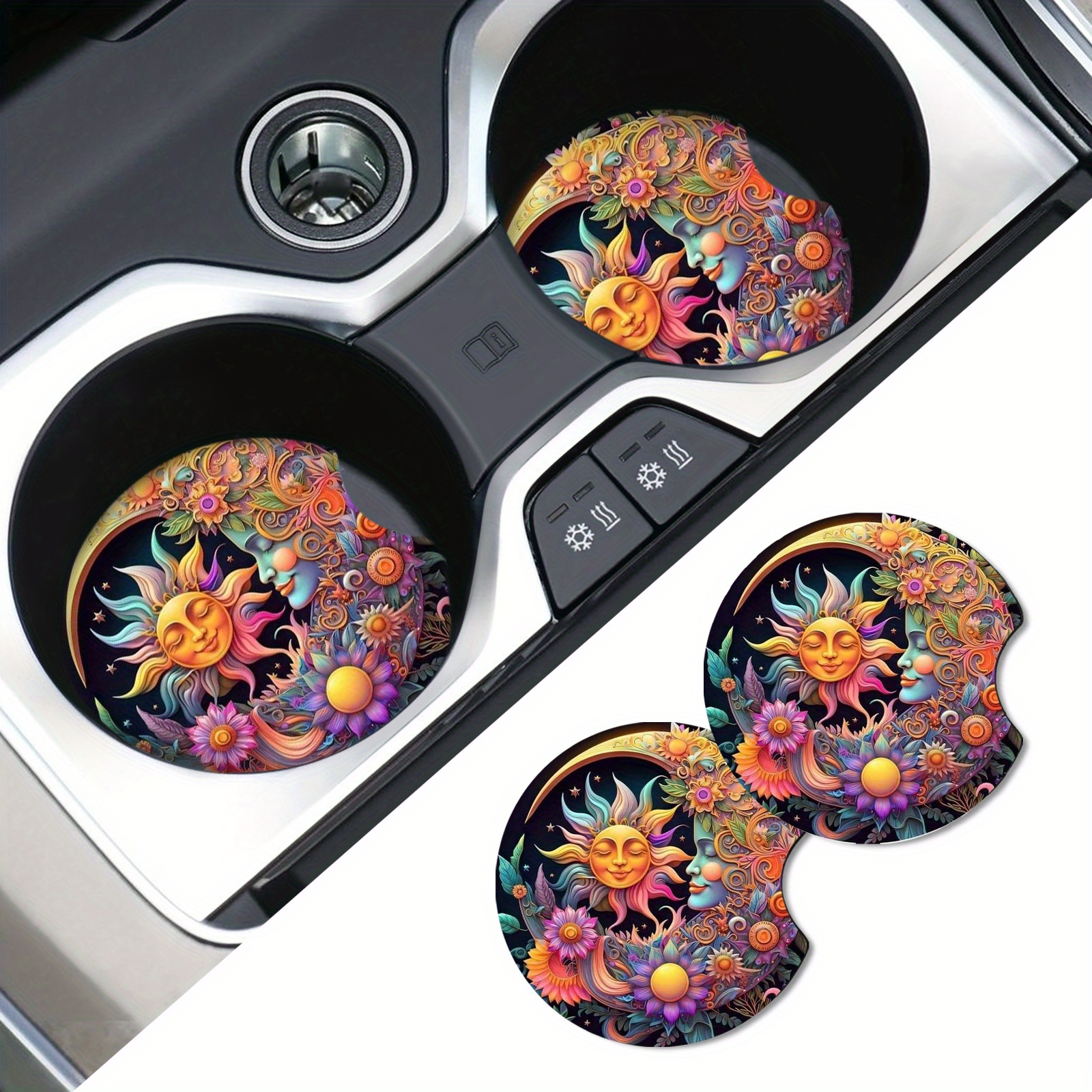 Color Sun Moon Foam Coaster Absorbent Car Drink Use Coaster Temu