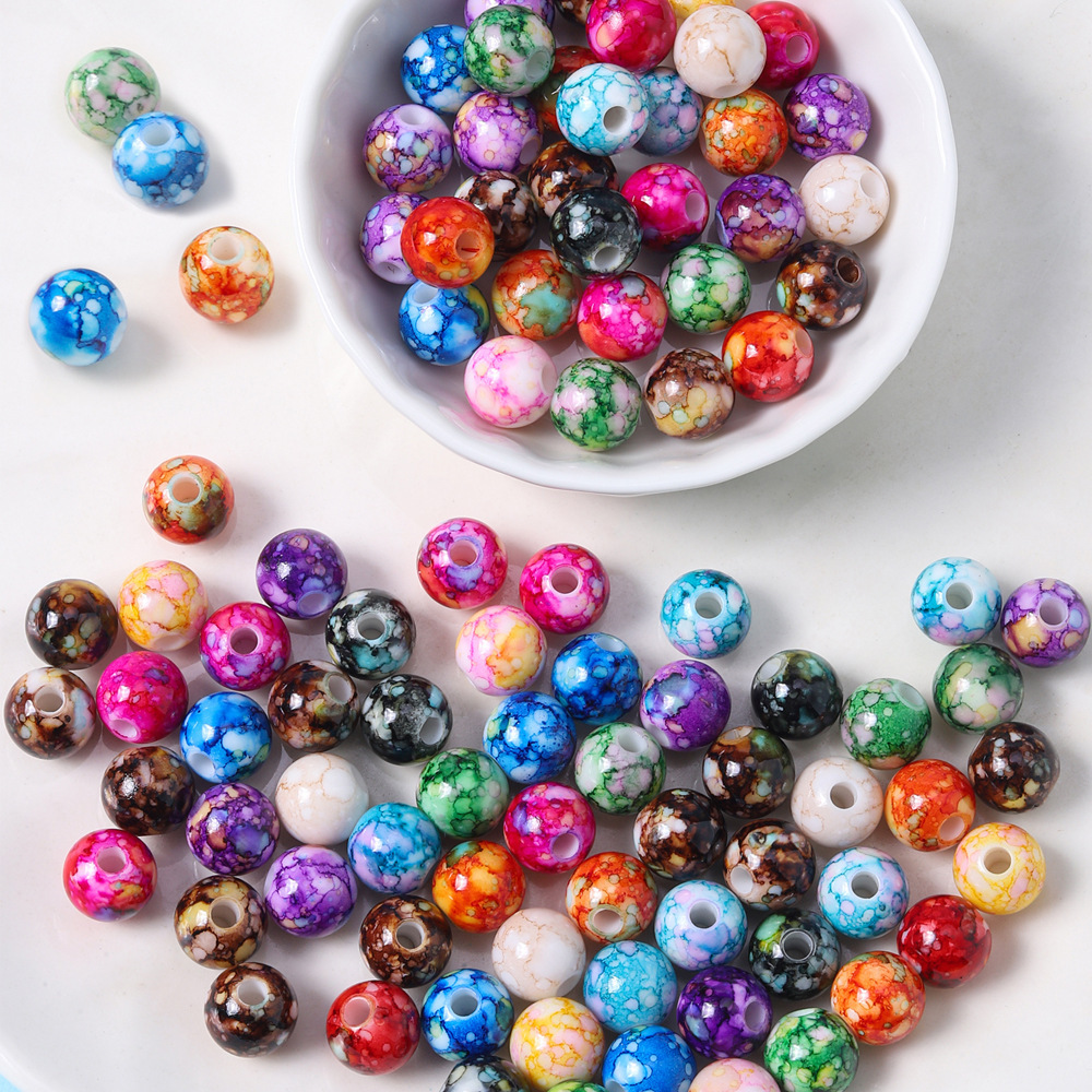 A Pack 13 Colors Spray Paint Pattern Round Beads For Jewelry Making Diy  Bracelet Necklace Phone Chain Handmade Craft Supplies - Temu