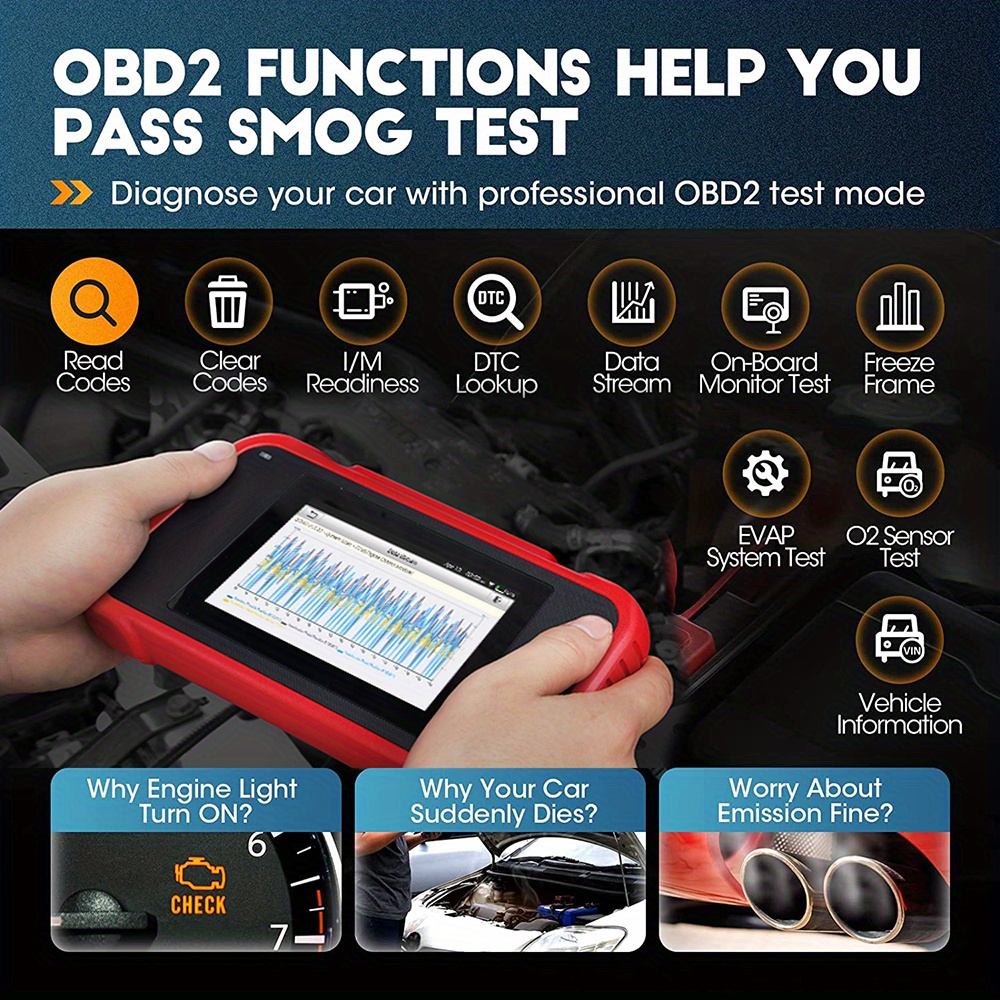 LAUNCH CRP123E OBD2 Scanner ABS SRS Code Reader Check Engine Car Diagnostic  Tool - GPS Systems