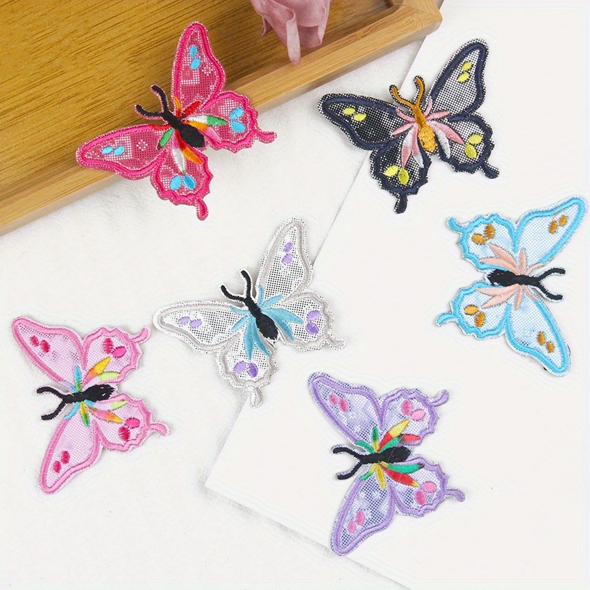 Diy Embroidered Butterfly Mesh Butterfly Fabric Stickers - Temu