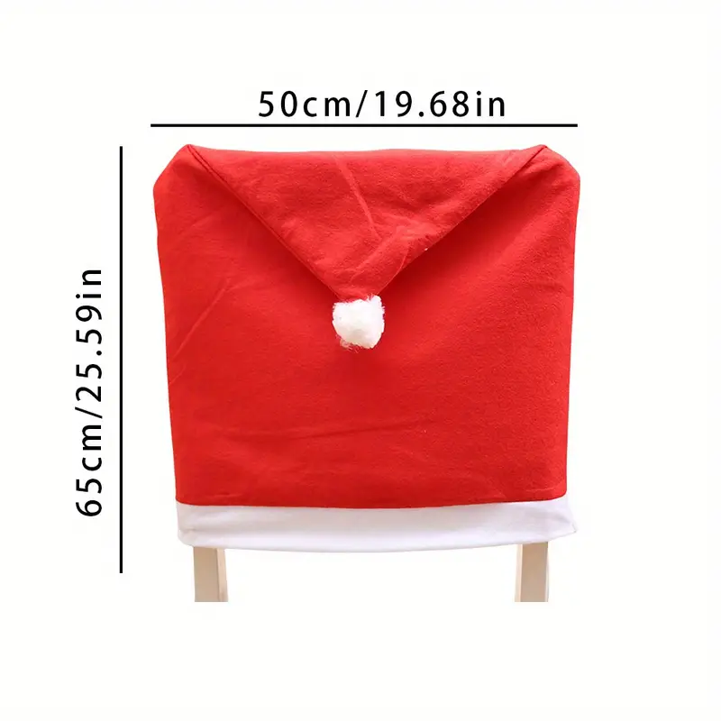 3pcs red nonwoven christmas dining chair slipcovers christmas table decorations santa claus hat slipcover for christmas dinning room restaurant holiday festival party decoration details 1