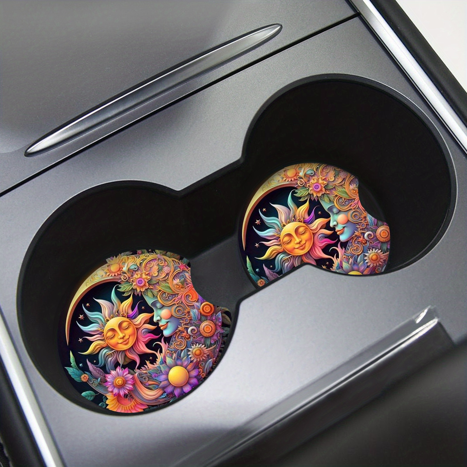 Color Sun Moon Foam Coaster Absorbent Car Drink Use Coaster Temu