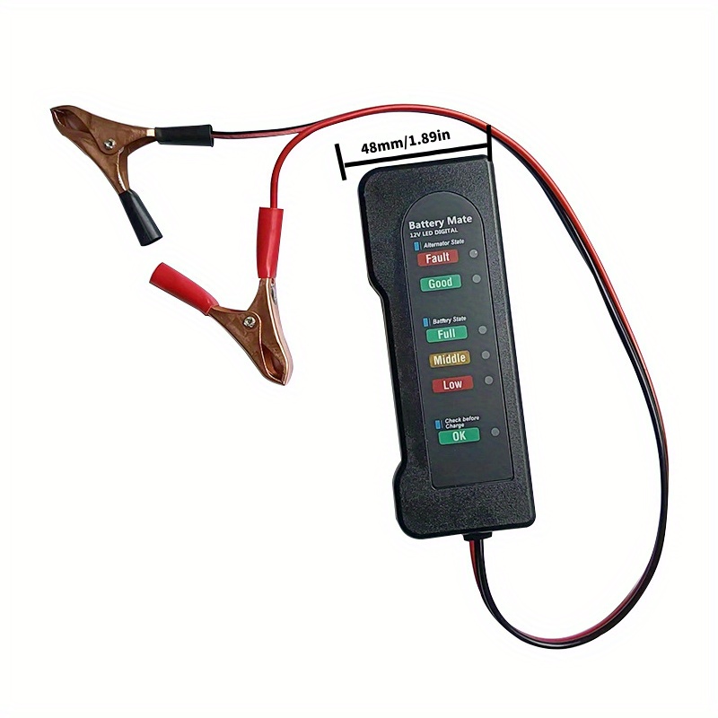 GOXAWEE 12V Testeur de batterie de voiture, outils de véhicule, testeur de  charge, vérificateur de batterie avec indicateur LED, testeur  d'alternateur, analyseur de batterie numérique pour système de charge et de  démarrage