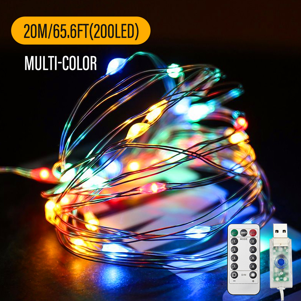 50/100/200 LED USB Powered Waterproof String Fairy Lights Wedding Xmas  Outdoor - 20M Multi-Coloured