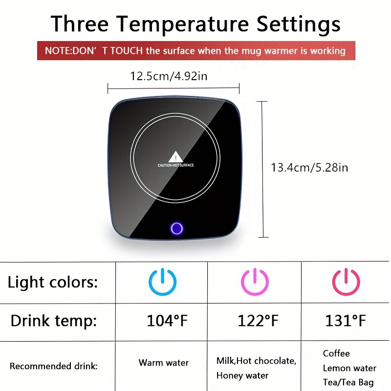 Coffee Warmer for Desk with 3-Temp Settings, Beverage Mug Warmer