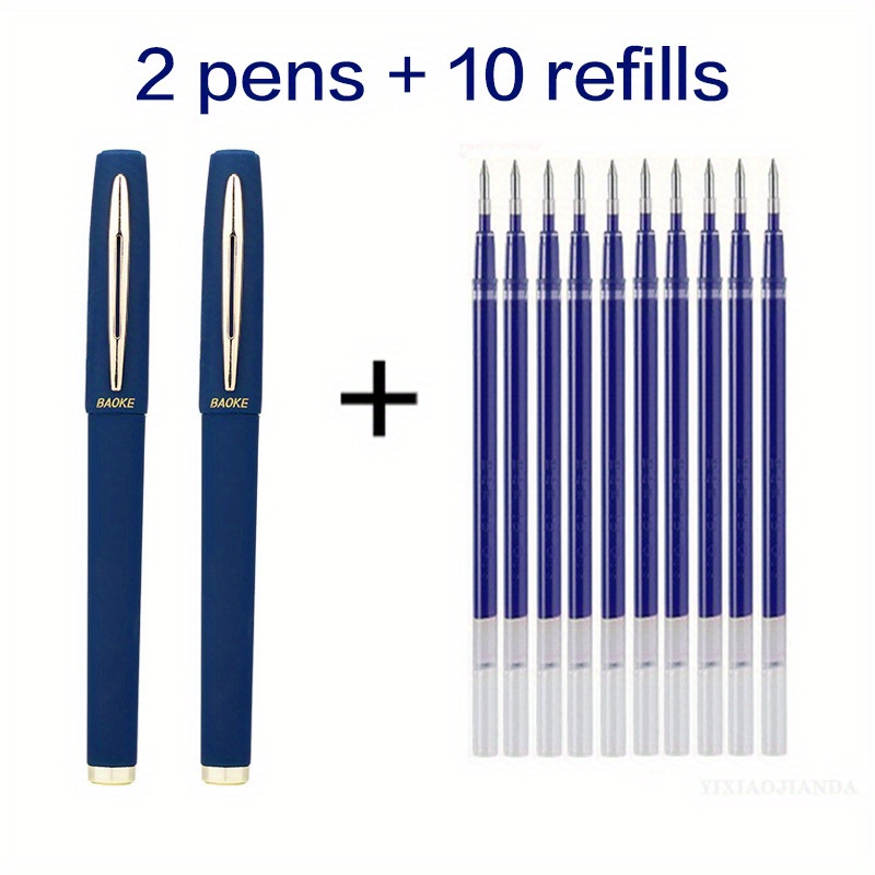 Image of 2 Gel Pens+10 Refills 1.0mm 0.7mm 0.5mm Black Blue Red Ink High-capacity Matte Signing Painting Art Design Student Calligraphy Examination Business