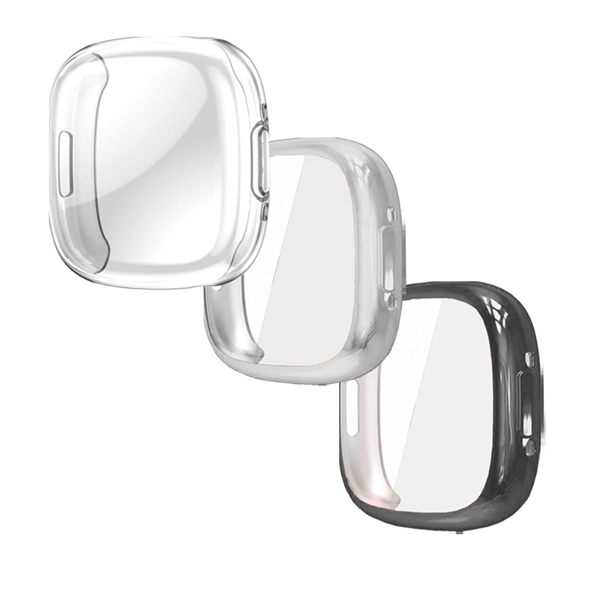 E-shop 3ER-PACK TPU Softshell-Hülle mit vakuum-Elektroplattierungsprozess für vollständigen Schutz von Fitbit Versa 2, Versa 3 und Versa 4
