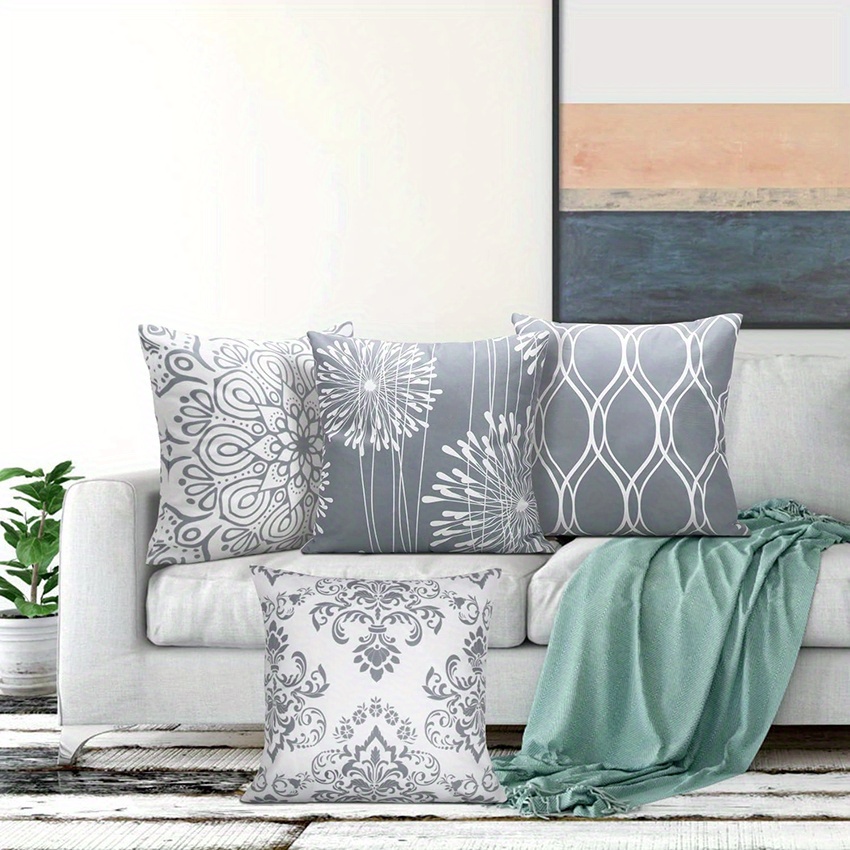 Silver gray throw store pillows