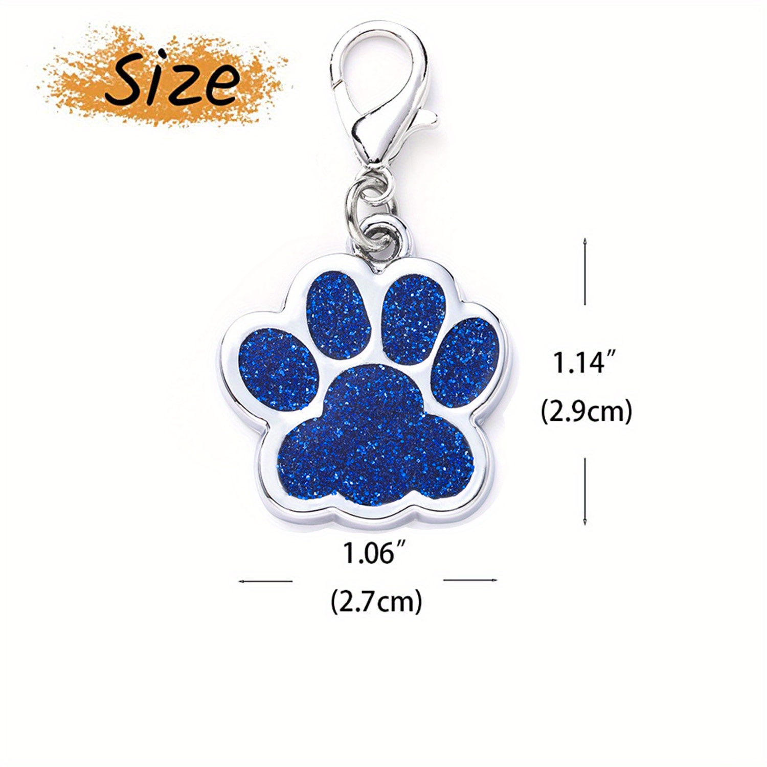 TEMU Customizable Glitter Paw Print Dog Tag