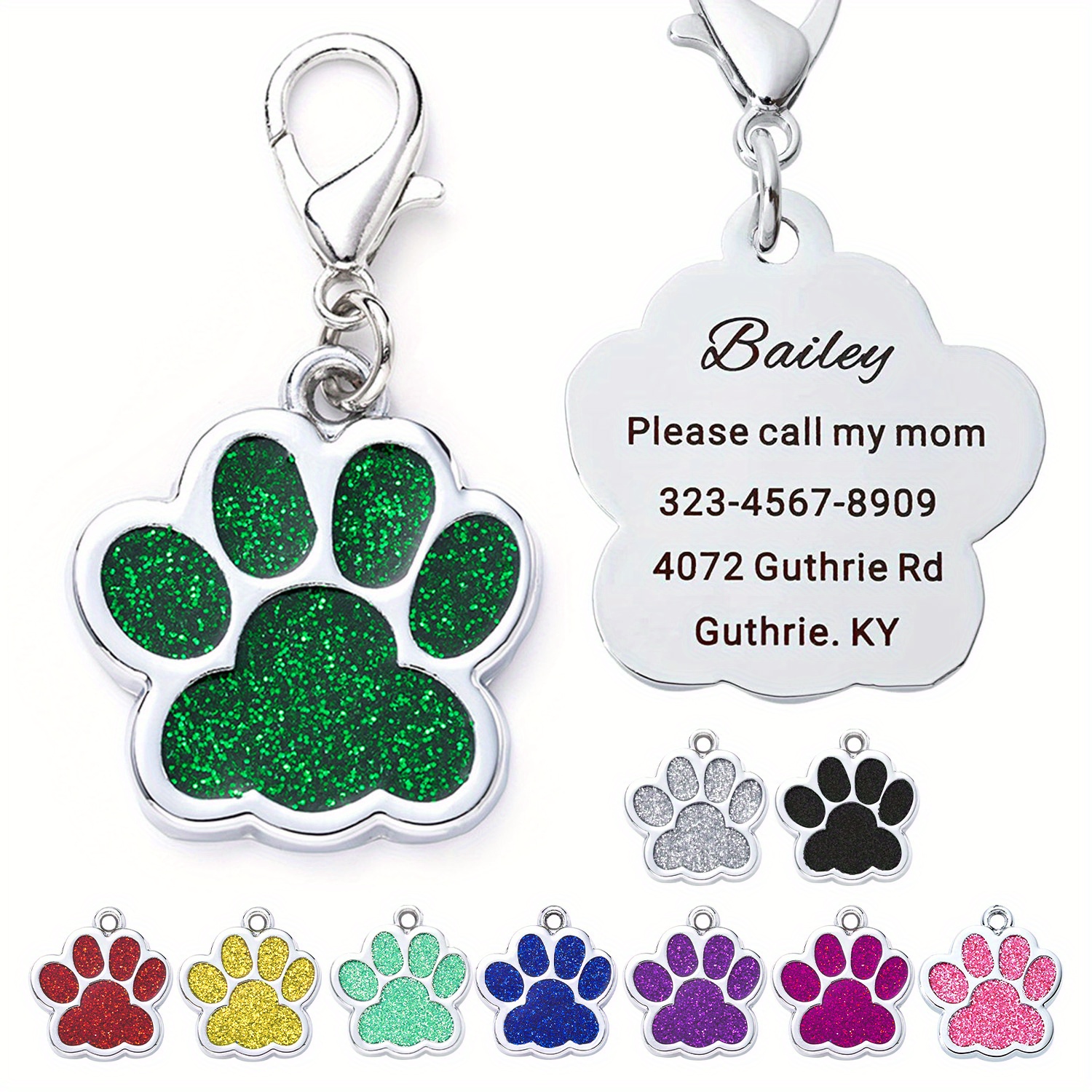 Personalized Dog Tag Engraved Dog Name Tag Pet Tag Glitter Temu