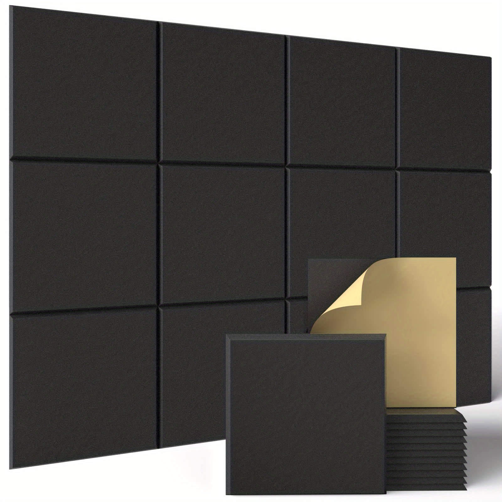 BUBOS - Paneles acústicos hexagonales autoadhesivos de insonorización, 14 x  13 x 0.4 pulgadas, paneles para pared, estudio de grabación, oficina y