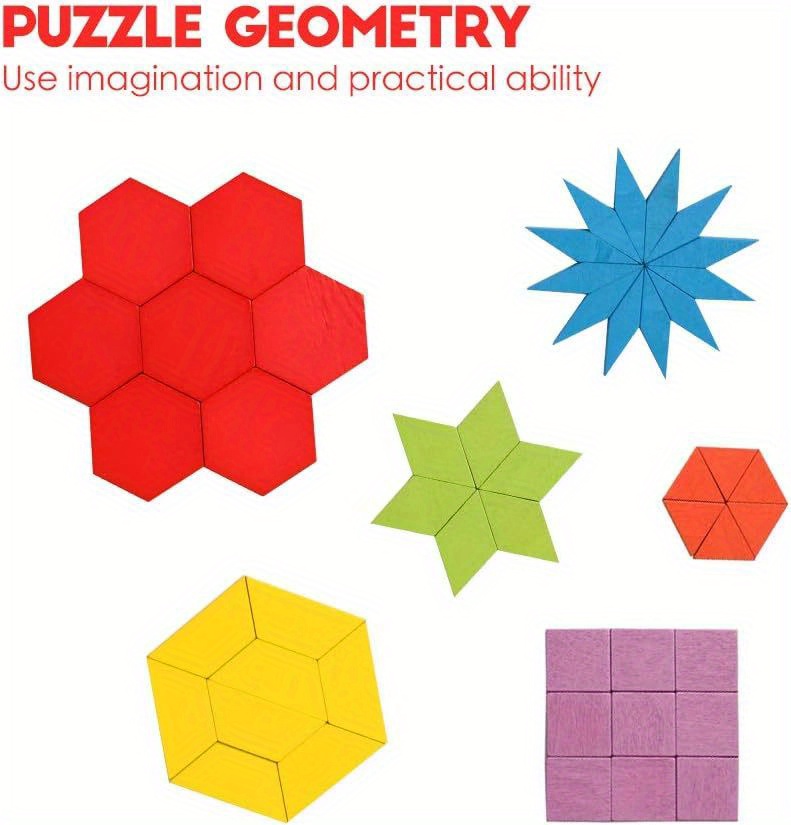 155 Pezzi Di Blocchi Modello In Legno Set Puzzle Di Forma Geometrica Per Bambini Educativi Montessori Tangram Giocattoli Per Bambini Con 24 Pezzi Di Carte Giocattoli In Legno, Regalo Di Natale E Halloween, Regalo Di Ringraziamento dettagli 3