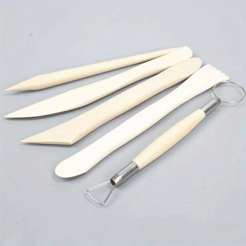 Art Supplies Clay Sculpture 5pcs Wood Pottery Knife Polymer Clay