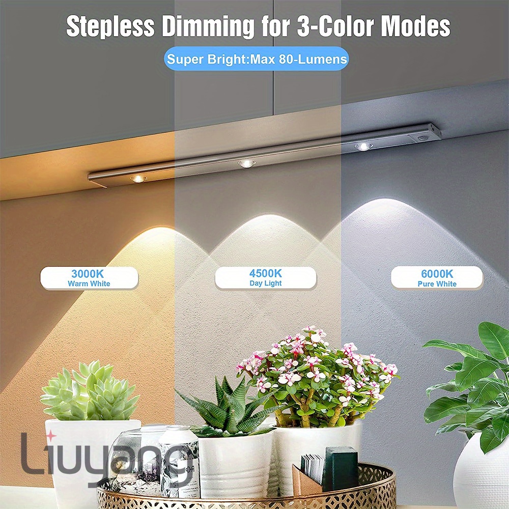 POWER PRACTICAL Luminoodle - Tira de luz LED para debajo del gabinete, tira  de luz LED para estantes, armarios de cocina y muebles, paquete de 3