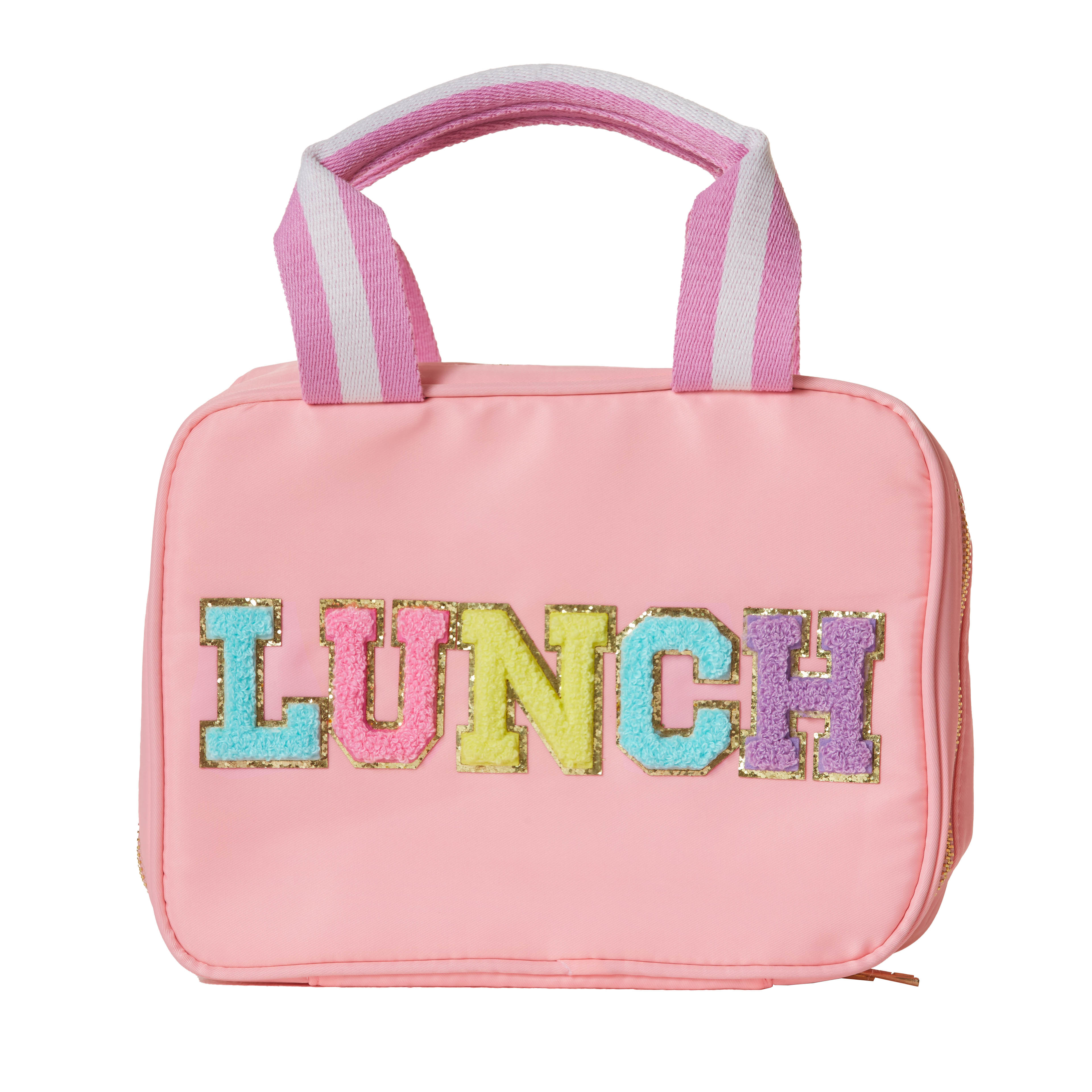 Insulated Lunch Bag With Adjustable Shoulder Strap, Nylon Preppy Lunch Box  Insulated Bag, Chenille Letter Patch Decor Insulation Bag For School Travel  Picnic - Temu