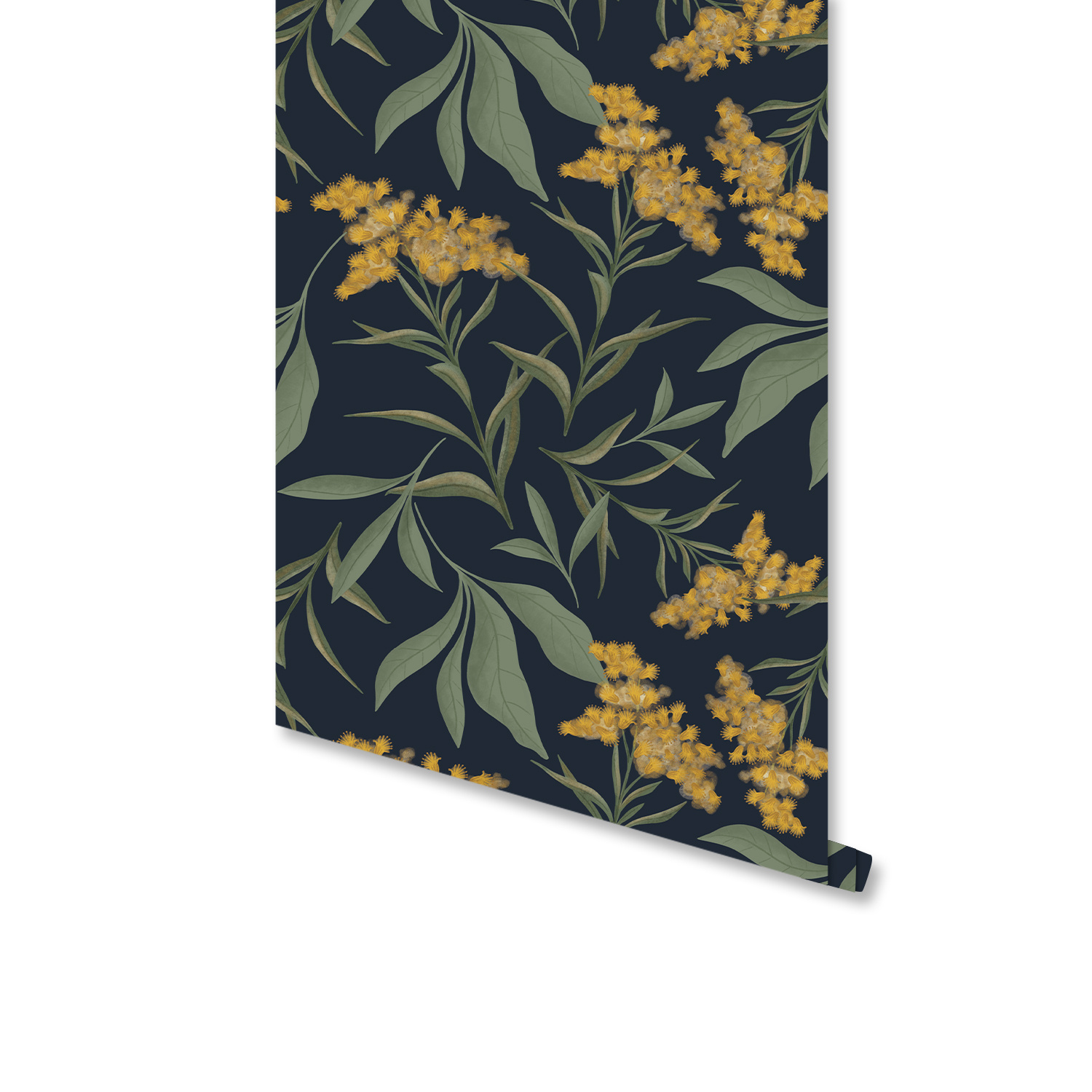 Green Leaves Yellow Flowers Plant Wallpaper Hand painted Temu