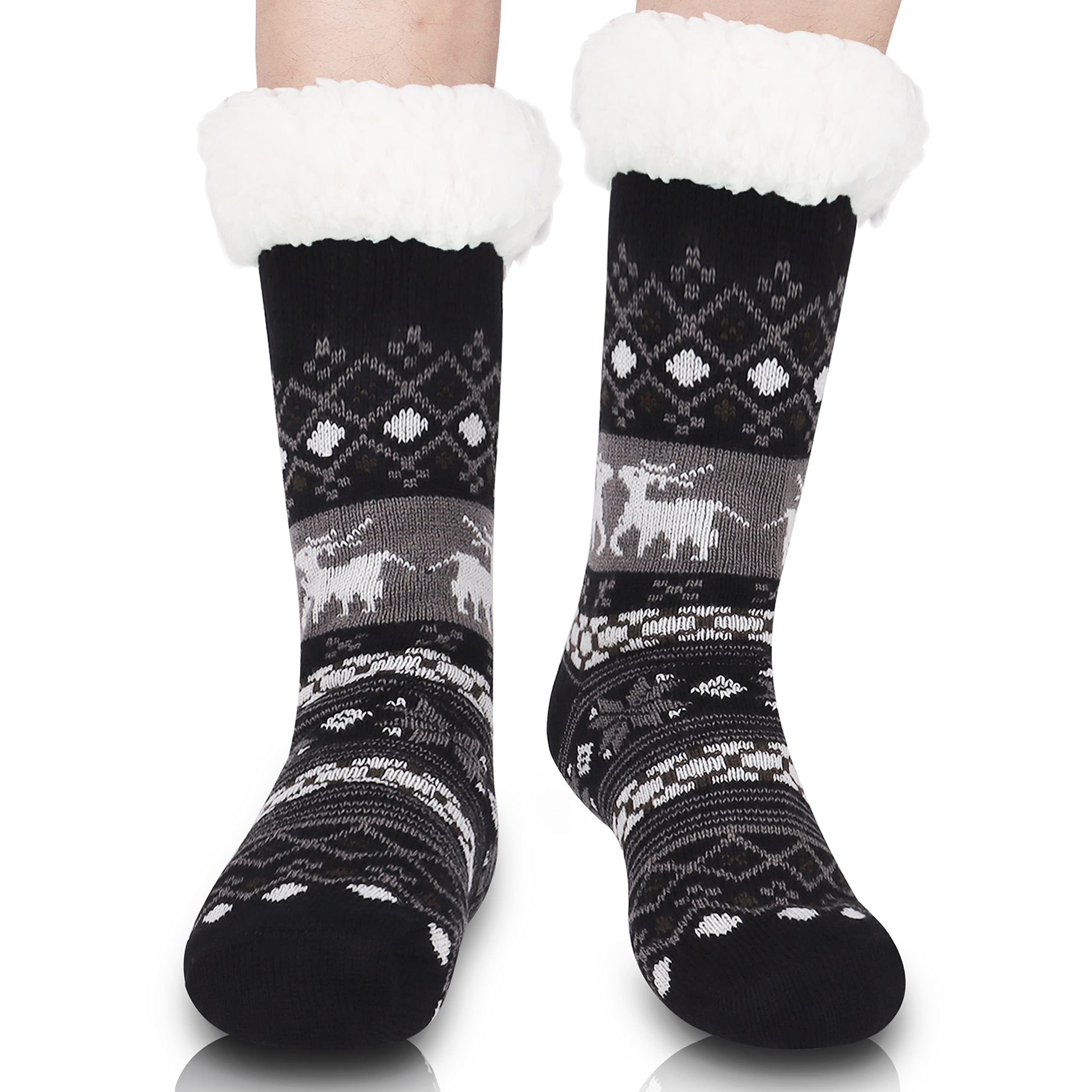 Christmas Sherpa Slipper Socks with Safety Grippers