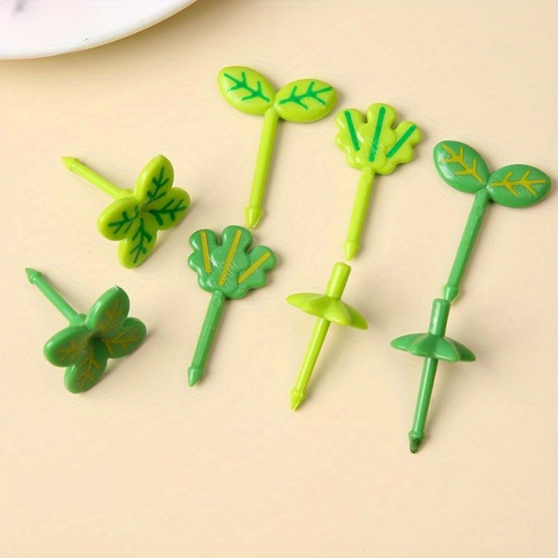 Mini Cartoon Food Picks Fruit Forks Toothpick Leaves Plastic - Temu