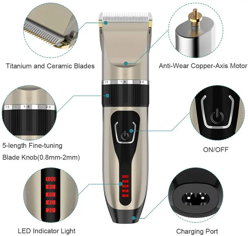 Electric Hair Clipper Professional Electric Hair Trimmer For Men Hair Cutting Machine Rechargeable Barber Hair Cutting Grooming Tools For Pets details 11