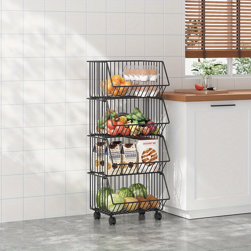 Household Kitchen Shelf Small Stroller Storage Rack Floor - Temu
