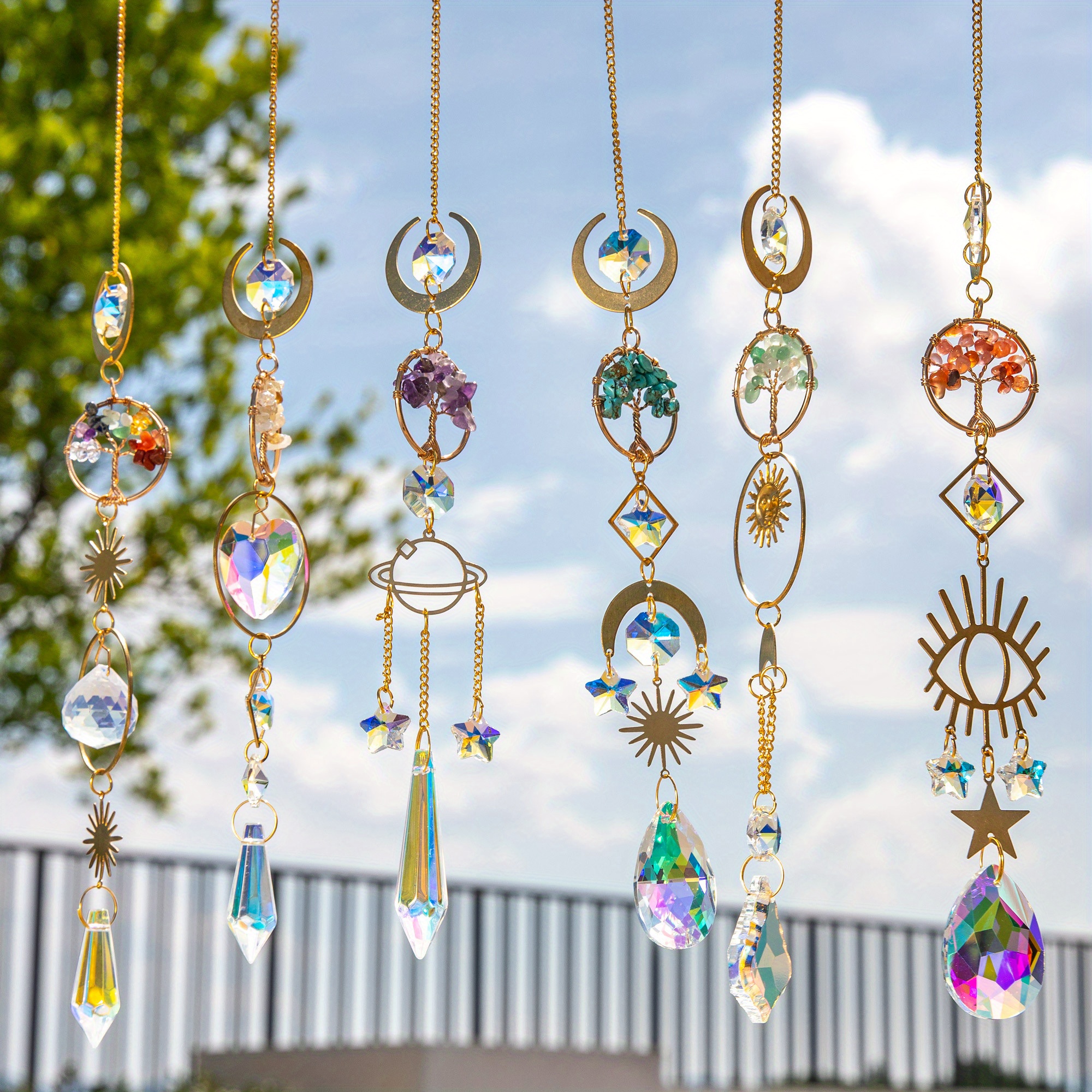 Rosleanny Crystal Garden Suncatcher Hanging Crystals Ornament for Window Rainbow Maker Prisms Home Decor Gift Boxed Sun Catcher