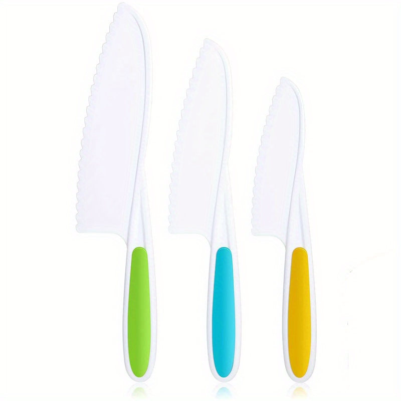 3 Piece Nylon Knives for Kids Kid Safe Knives for Cooking & Cutting Kitchen Lettuce & Salad Knives Kids Serrated Knife in 3 Sizes & Colors Plastic