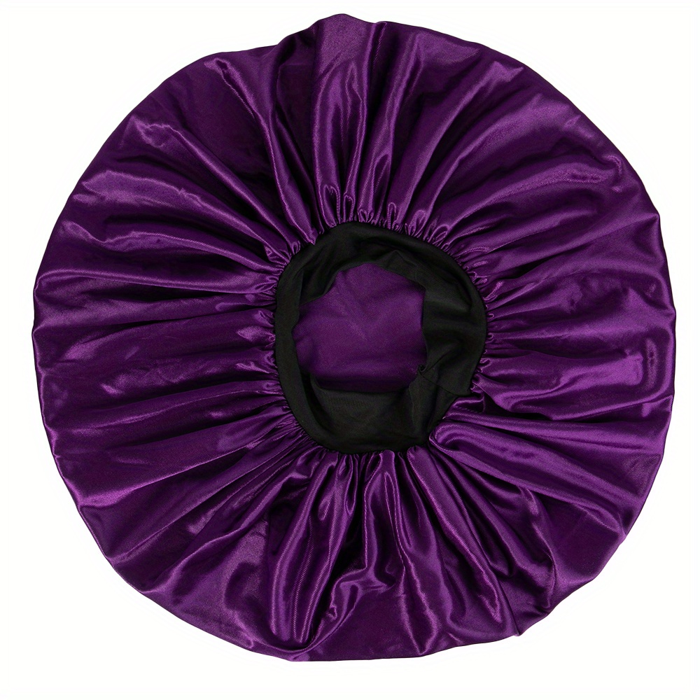 Long bonnet de couchage en satin pour fille - Bonnet long en satin - Pour  protéger les cheveux longs (noir + violet)