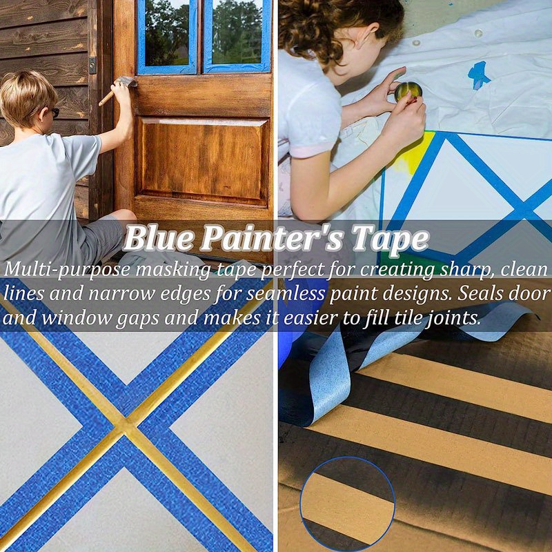 3 Rolls Premium Blue Painter Tape, Paint Tape, Masking Tape, For