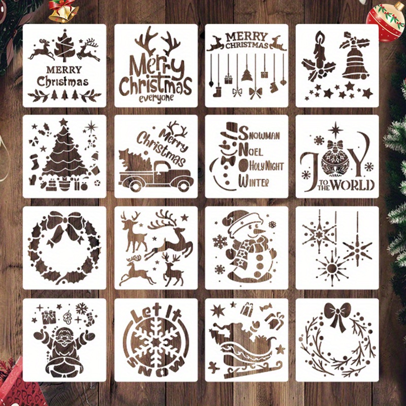 Christmas Theme Painting Stencils Diy Art Crafts Farm - Temu