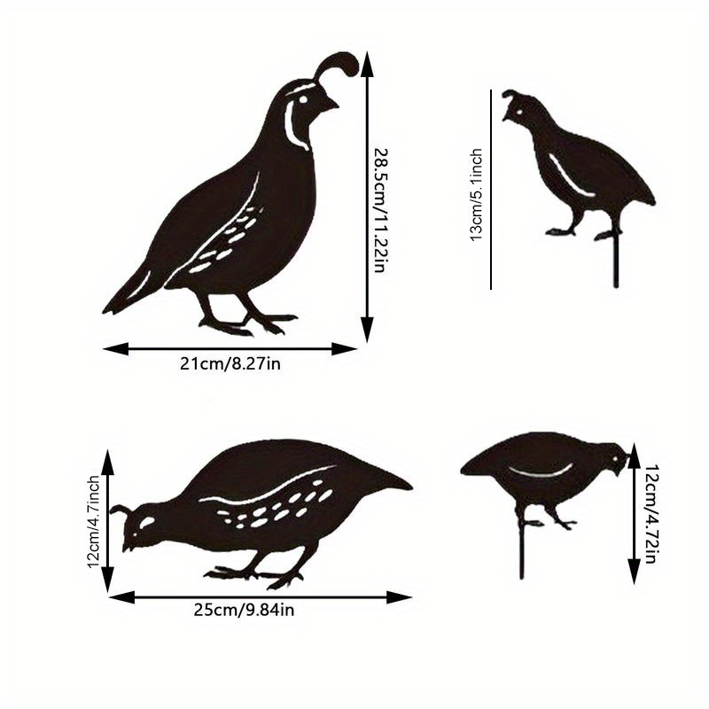 Metal Quail Yard Stakes Quail Family Metal Art Decor Garden - Temu