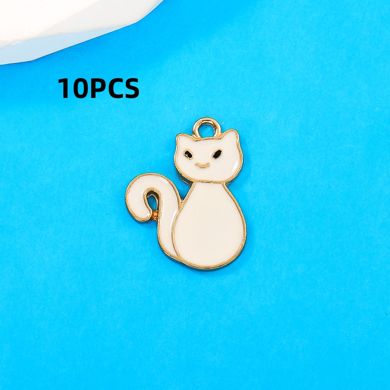 10pcs Cute Halloween Cat Charms DIY Jewelry Making Animal Charms Pendants  For Necklace Earrings Accessories