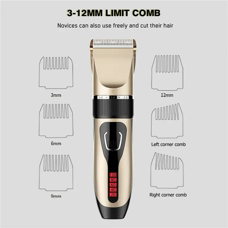 Electric Hair Clipper Professional Electric Hair Trimmer For Men Hair Cutting Machine Rechargeable Barber Hair Cutting Grooming Tools For Pets details 6
