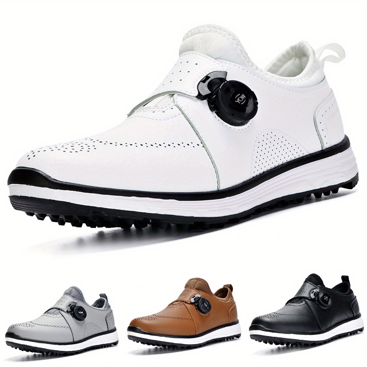 mens professional breathable golf shoes with non slip rotary buckle perfect for training details 1