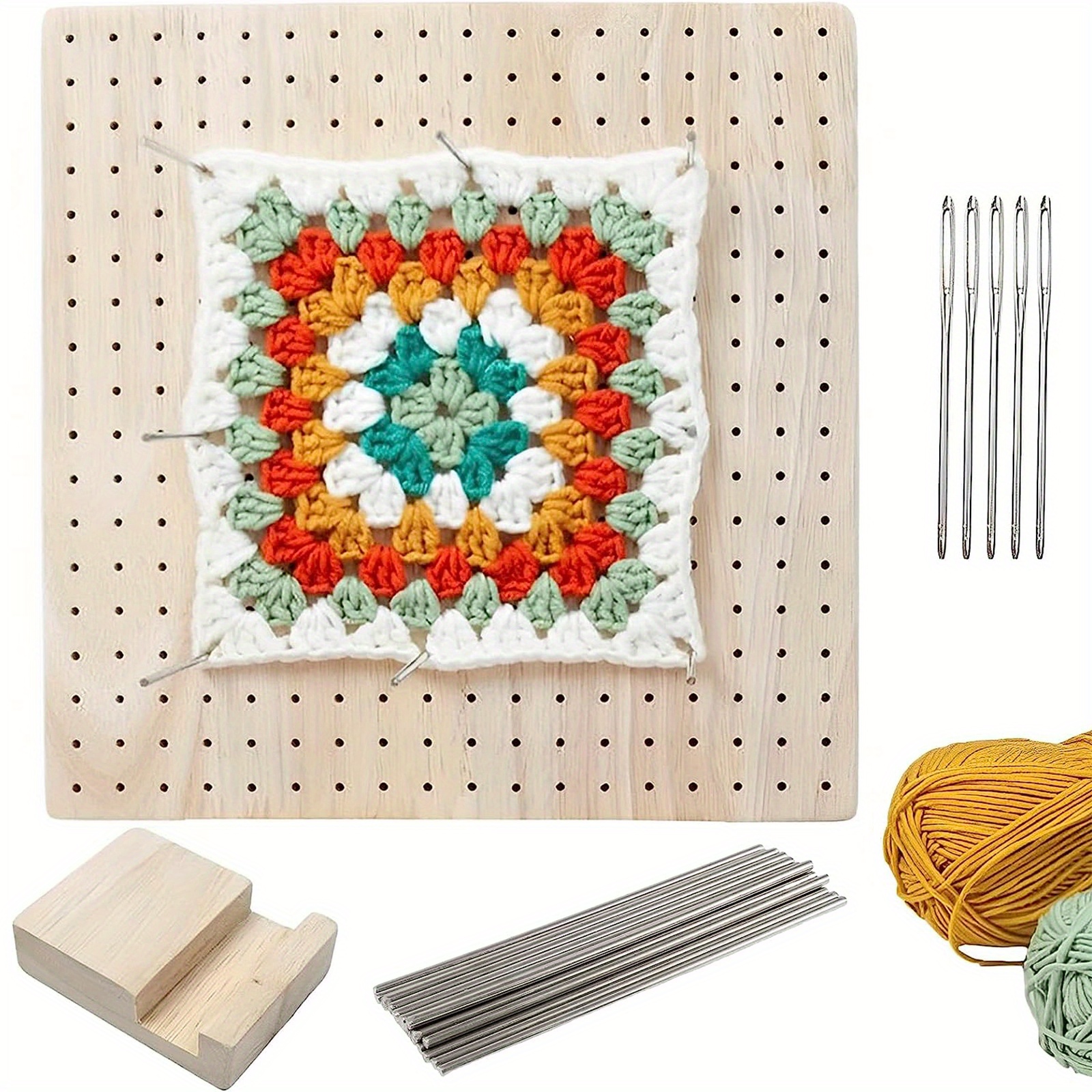 Diy Crochet Blocking Board, Wooden Handcrafted Crochet Blocking Board Kit  With 20 Stainless Steel Pins, 5 Large Eye Needle, Excellent Gifts For  Knitting Crochet And Granny Squares Lovers - Temu Kuwait