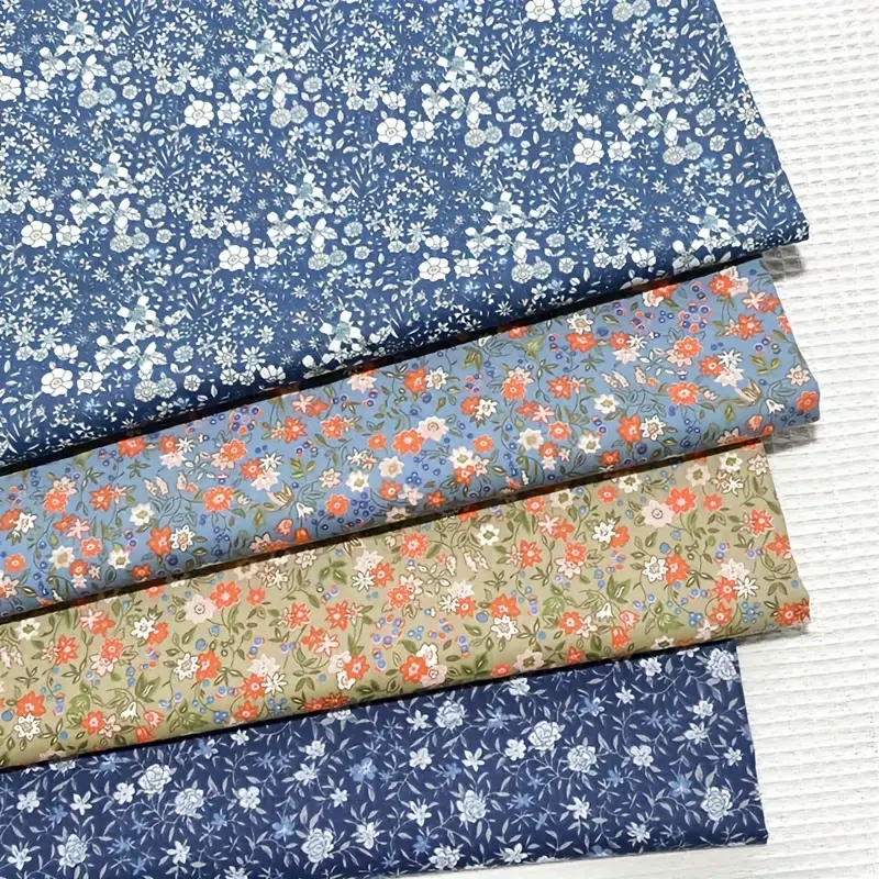 4pcs 9.8inchX9.8inch (25cmx25cm) Cotton Fabric Squares Quilting Sewing  Floral Precut Fabric Square Sheets For Craft Patchwork DIY Crafts