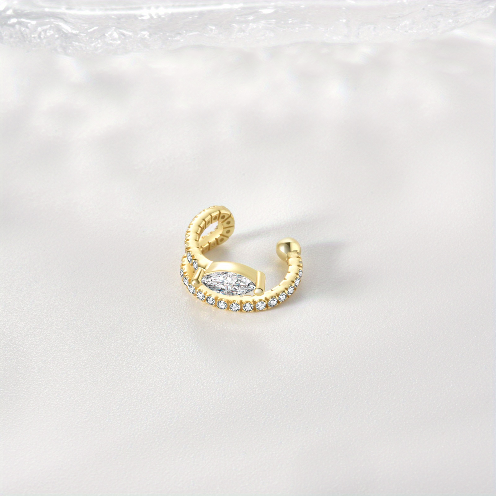 925 Sterling Silver Full Zircon Decor Snake Shaped Ear Cuff 18k Gold ...