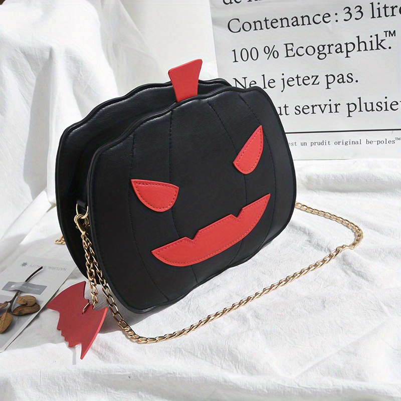 Funny Pumpkin Shaped Crossbody Bag, Halloween Ghost Skull Cartoon