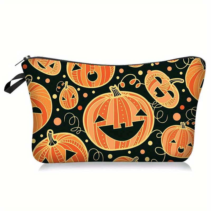 Halloween Pumpkin & Cat Print Makeup Bag