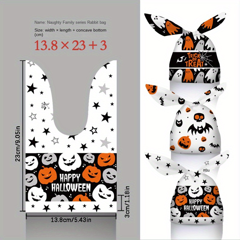 50 sacos doces Halloween, orelhas coelho fofas, sacolas presente Dia das  Bruxas, saco doces ou travessuras, sacolas presente para lanches orelha  coelho EVA para lembrancinhas festa Halloween